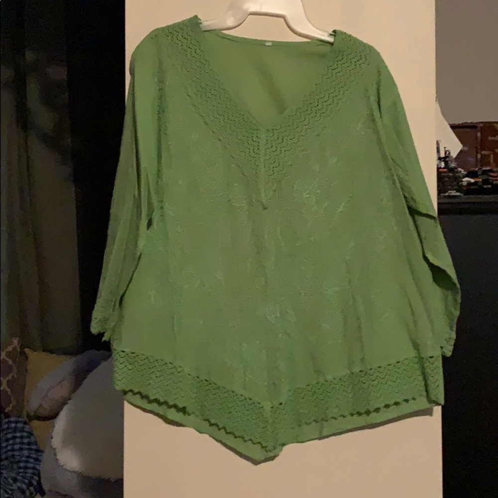 Green embroiled blouse